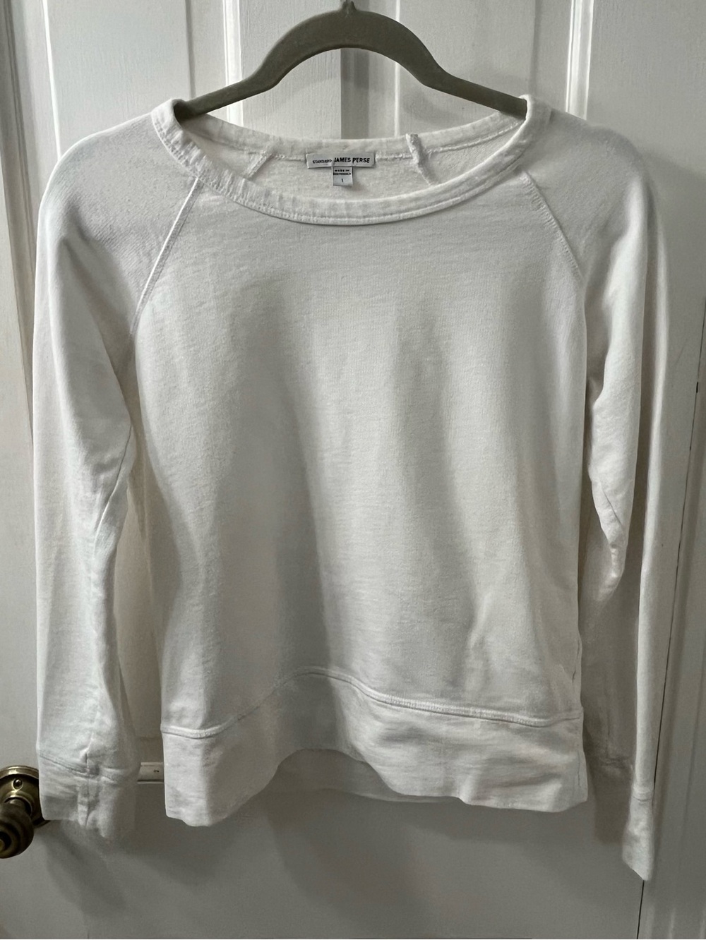 James Perse Standard White Vintage French Terry Sweatshirt Size 1 S WXAH3247CU